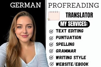 proofread and edit your german text document, website or book, french, spanish,