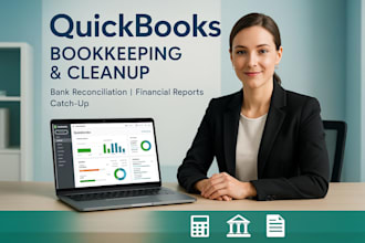 be your expert quickbooks bookkeeper for bookkeeping, cleanup,bank reconcilation
