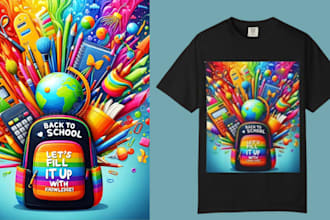 design custom back to school graphic t shirt for kids, teachers in 24hrs