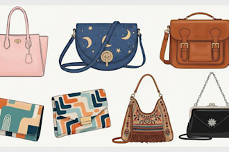 design professional fashion handbag tech pack and realistic illustration