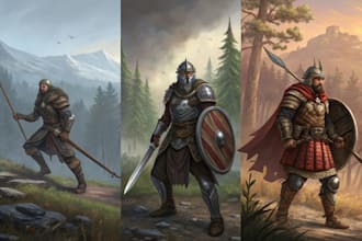 illustrate warriors character and concept art