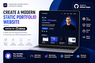 create a modern static portfolio website hosted on github