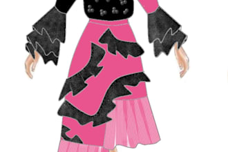 professional digital fashion sketches and illustrations