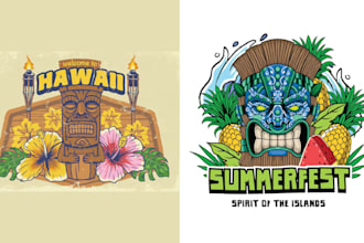 design retro skull vector illustration of tiki bar logo