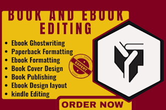 design book layouts, do ebook formatting, and also publish amazon kindle