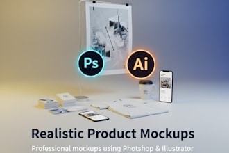 create professional and realistic product mockups in photoshop and illustrator