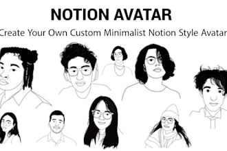 draw custom digital notion style avatar portraits