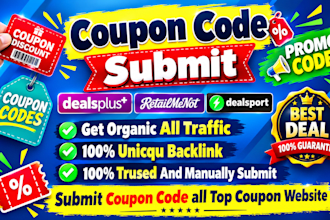 manually submit coupon code and deal upto top 100 coupon submission site