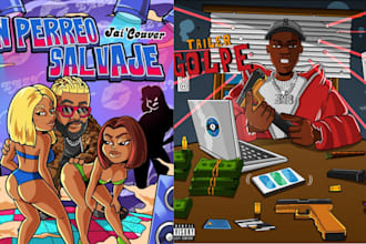 draw music illustration cartoon rap spotify single dj  gta hip hop album cover