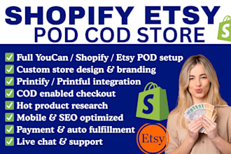 create youcan shop print on demand cod via shopify dropshipping store etsy shop