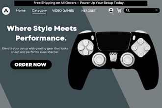 design gaming accessories shopify store video games website with gaming headsets