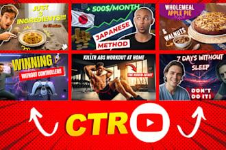 design high CTR youtube thumbnails for ab test, ai and custom