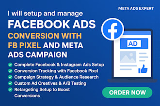 setup and manage facebook ads, conversion with fb pixel and meta ads campaign