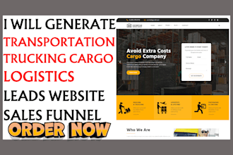 generate transportation trucking company logistics leads cargo transport website