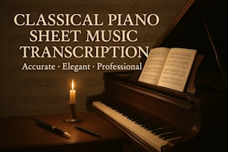 transcribe, arrange, and notate classical piano music from any piece or audio