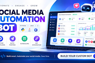 develop a custom social media automation bot in python, java, or c