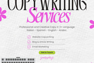 revise multilingual copywriting in english, italian, spanish