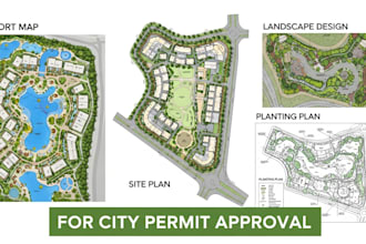 design site plan resort map landscape and planting plan for city permit approval