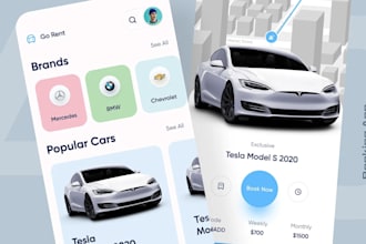 develop car rental app, car pooling app, auction app, car wash website