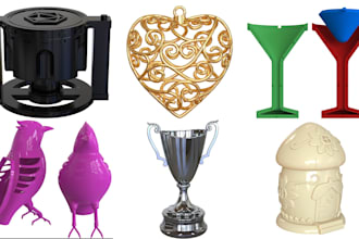 do 2d or 3d modeling, printing stl file, product design and rendering