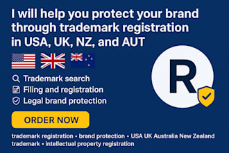 help you to protect your brand through trademark registration in USA UK nz aut
