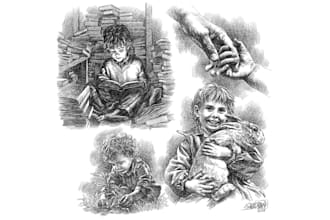 create pen and ink childrens book illustrations and story visuals