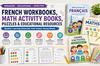 create french workbooks, maths activity books, puzzles and educational resources