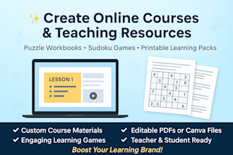 create online course creation, teaching resources, puzzle workbook, sudoku games