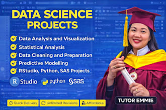 do data analysis and data science using rstudio, r programming, python and SAS