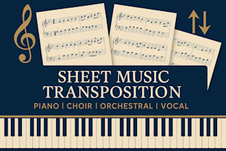 sheet music transposition for piano, guitar, choir, orchestral, and vocal scores
