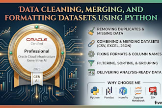 help with data cleaning, preprocessing and merging using python