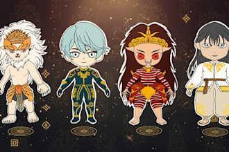 custom mascot or cartoon logo, chibi character design