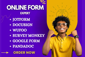 create smart online forms, custom jotform, google forms,or be typeform expert