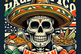 design high quality skeleton food vintage logo with t shirt design