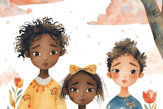 create watercolor illustrations for KDP children book square