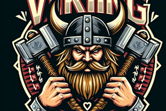 design high quality viking mascot logo with t shirt design