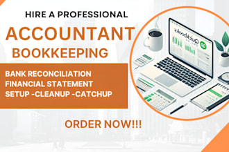 setup, clean up, and manage quickbooks online, xero, bookkeeping with bank recon