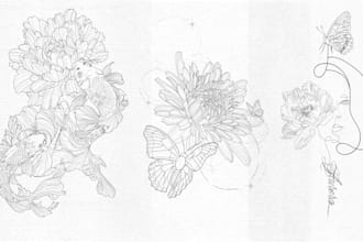 create custom,hand drawn fine line tattoo design
