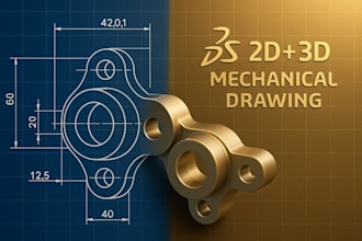 draw a 2d mechanical drawing with solidworks and 3d objects