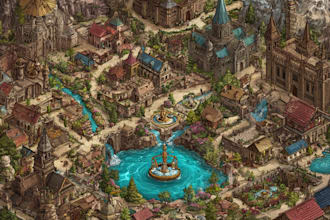 create a high quality  fantasy map for dnd and fiction