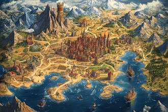create fantasy map illustration for map