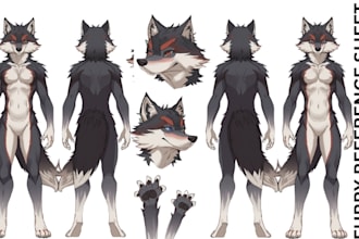 draw furry reference sheet furry ref sheet sfw  nsfw fursuit reference sheet