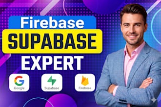 setup supabase or firebase, auth, backend with website or app