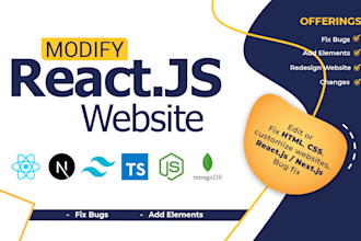 edit or fix HTML, CSS, customize reactjs nextjs website, bug issue