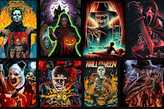 design retro comic art vintage poster horror illustration halloween dark art