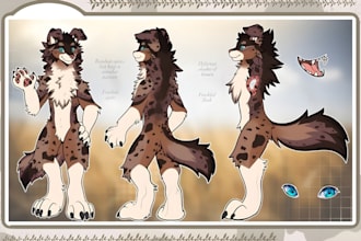 draw furry reference sheet design furry art fursona fursuit reference sheet