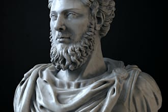 sculpt from ref 3d bust,half body ancient character statue,historical model,stl