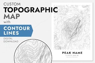 design a custom topographic contour map of any mountain or peak