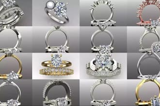 do 3d  jewelry designs,  ring, bracelet, pendant, and gemstone for 3d printing