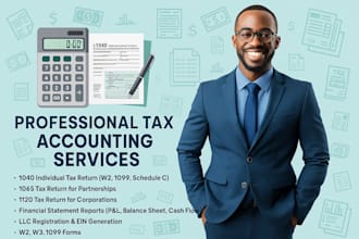 prepare 1040, 1060, 1120 income tax return and 1040 schedule c form 1040